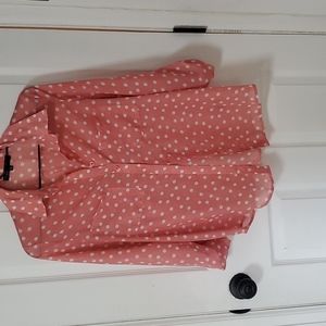 Med sized pink polka dot button up